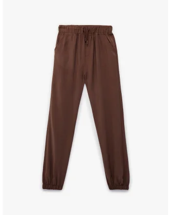 Pantaloni de trening cu croiala conica si terminatii elastice, Maro