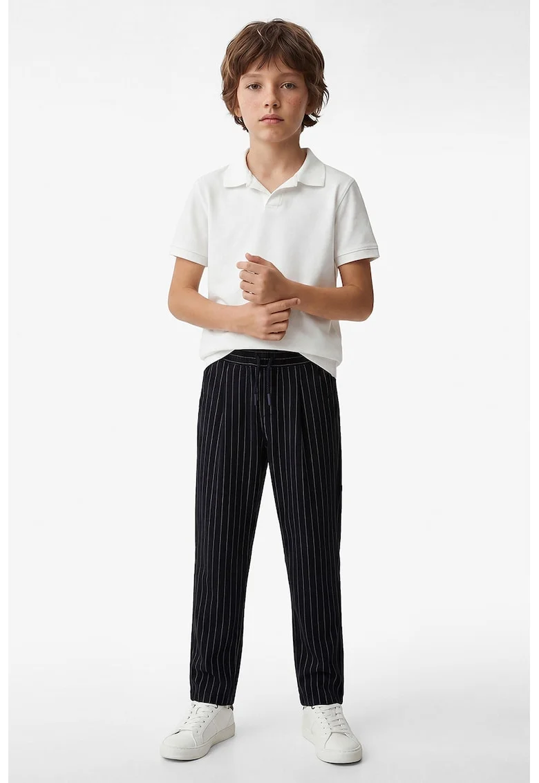Pantaloni cu dungi si snur, Negru