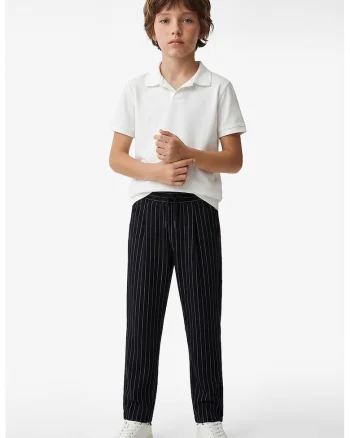 Pantaloni cu dungi si snur, Negru