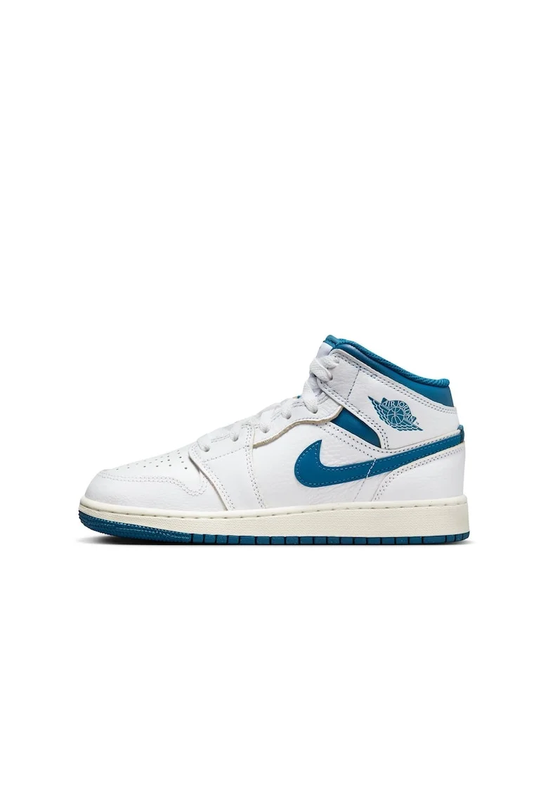 Pantofi sport,  Air Jordan 1 Mid Se Bg, Piele naturala, Albzqsa, Alb