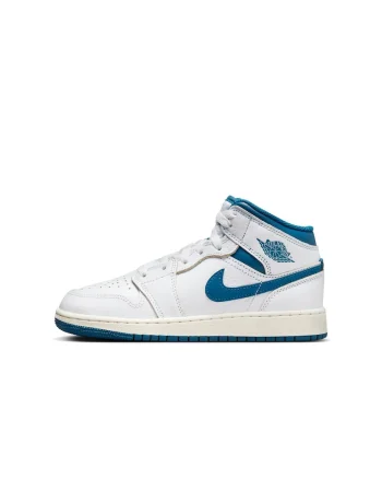 Pantofi sport,  Air Jordan 1 Mid Se Bg, Piele naturala, Albzqsa, Alb
