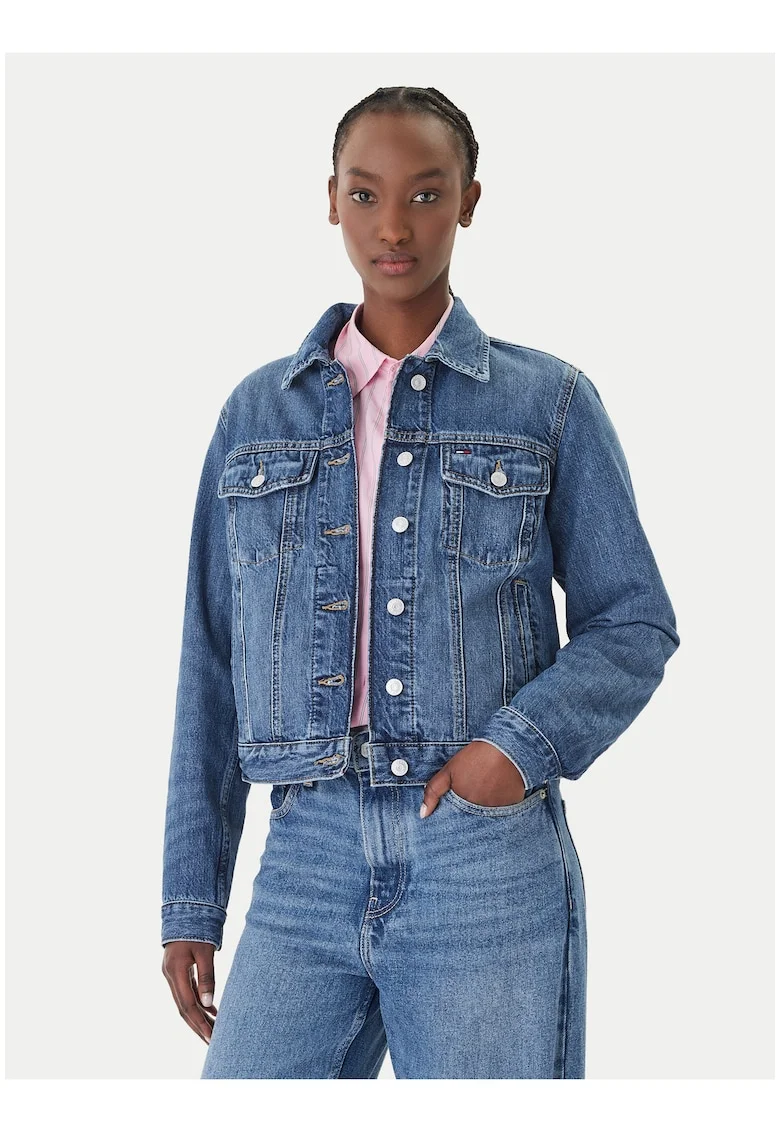 Jacheta din denim crop