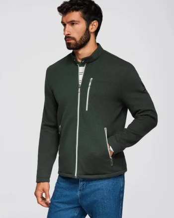 Jacheta cu fermoar si model uni, Verde inchis