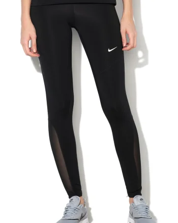 Colanti tight fit cu detalii logo, pentru fitness, Alb/Negru