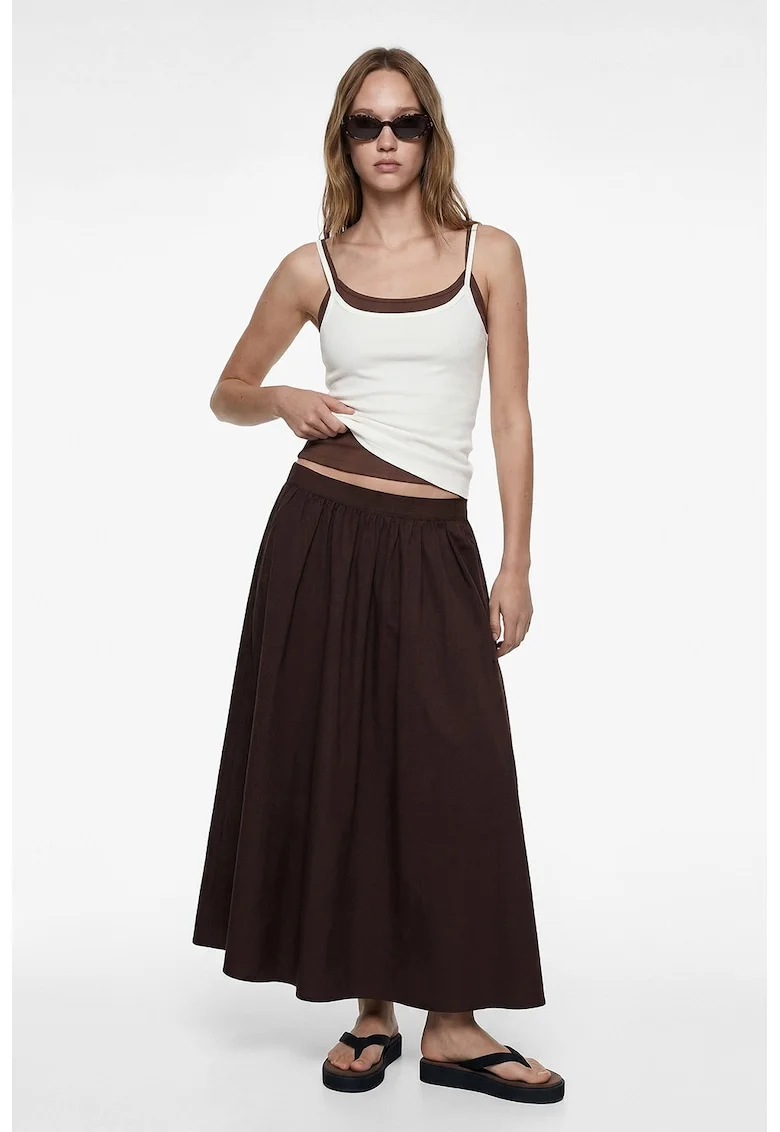 Top slim fit cu bretele subtiri, Alb murdar
