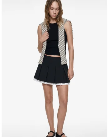 Top crop slim fit, Negru