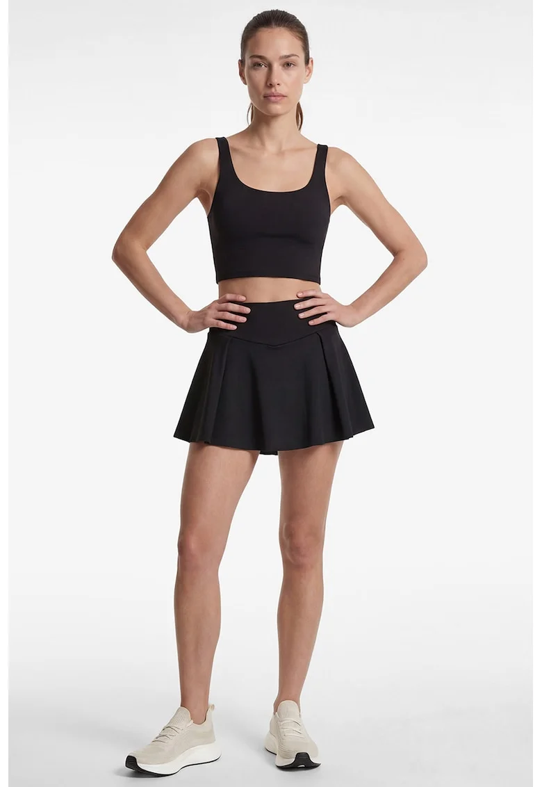 Top crop cu decolteu patrat, Negru
