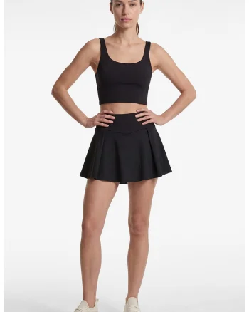 Top crop cu decolteu patrat, Negru