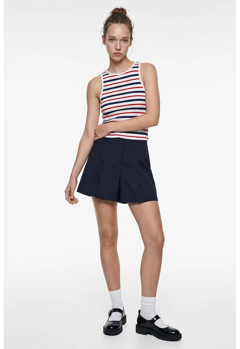 Top slim fit de bumbac cu dungi, Alb/Albastru ultramarin/Rosu aprins