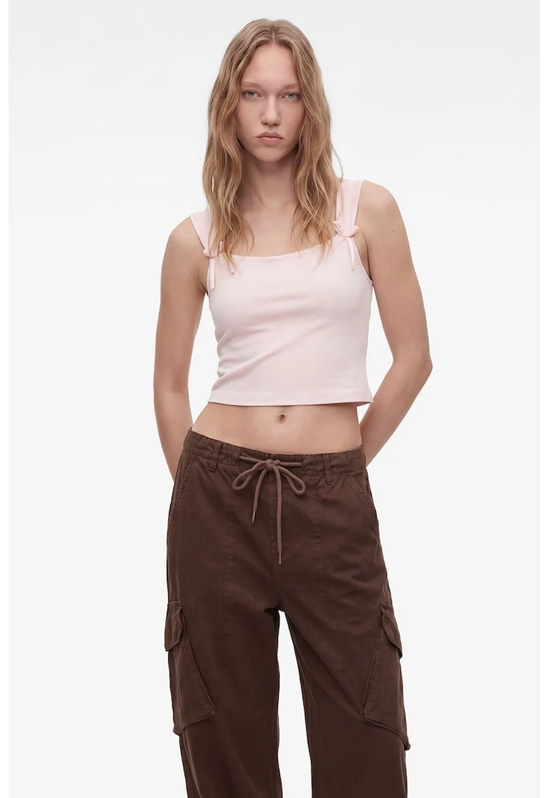 Top crop slim fit, Roz pastel