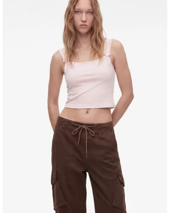 Top crop slim fit, Roz pastel