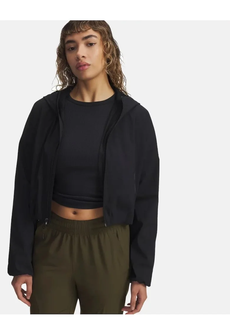 Jacheta crop cu gluga