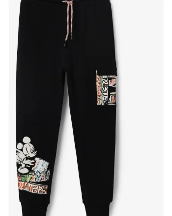 Pantaloni de trening cu imprimeu si talie medie,