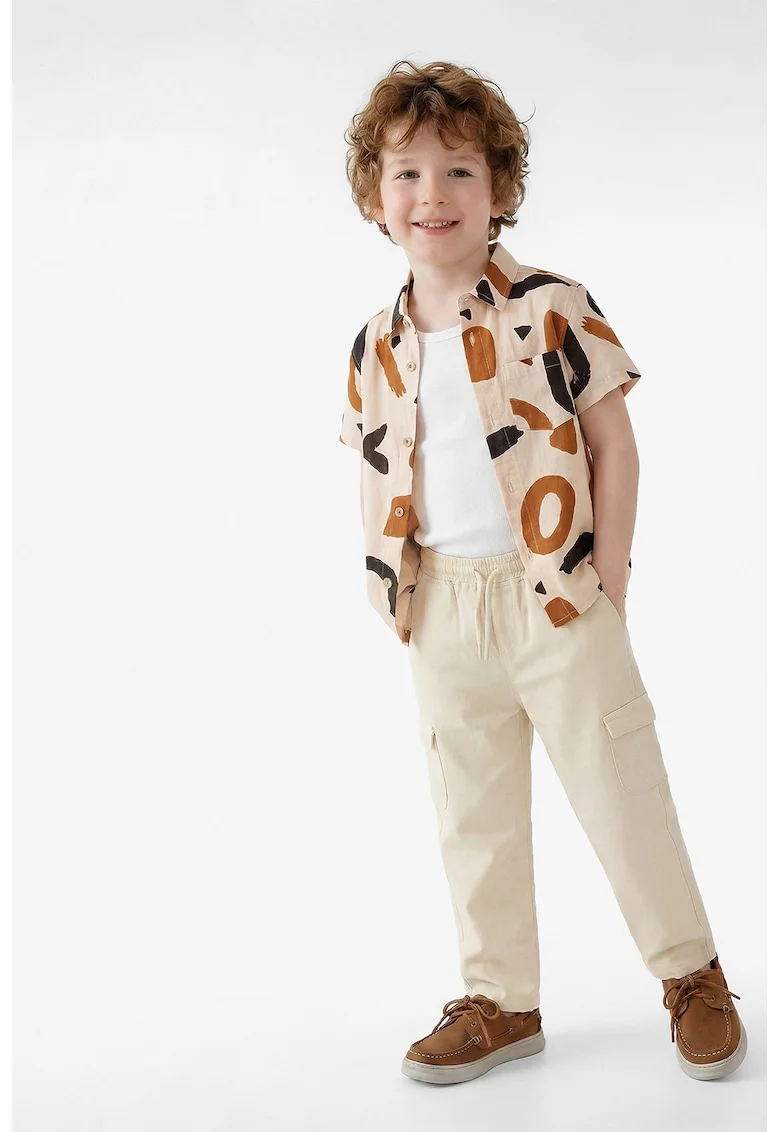 Pantaloni cargo cu snur elastic, Bej