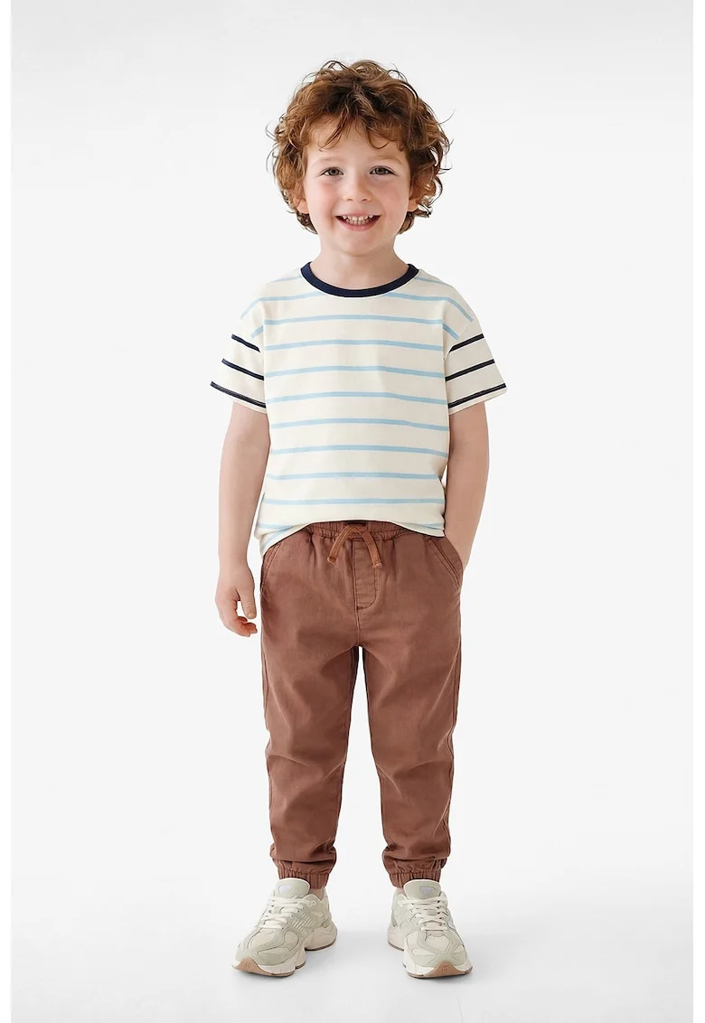 Pantaloni cu buzunare oblice si snur elastic in talie, Portocaliu inchis