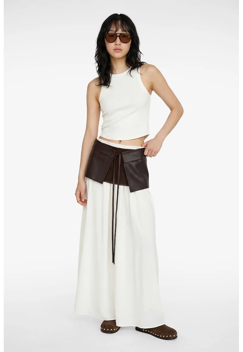 Top crop slim fit, Alb fildes