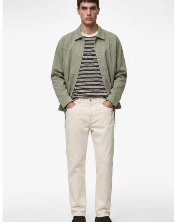 Jacheta din denim cu guler clasic, Verde stins