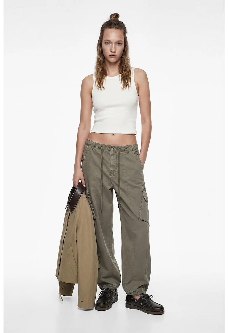 Top crop slim fit, Alb murdar