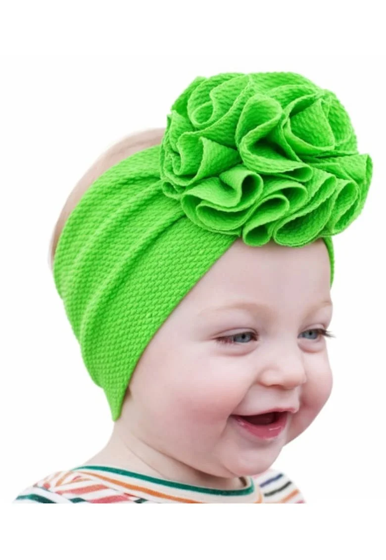 Bentita verde neon lata cu floare, Verde