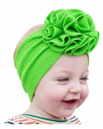 Bentita verde neon lata cu floare, Verde