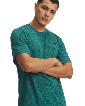 Tricou cu logo, pentru fitness Tech Tee Pixelate, Negru/Verde persan