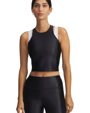 Top crop Motion Shine, Negru