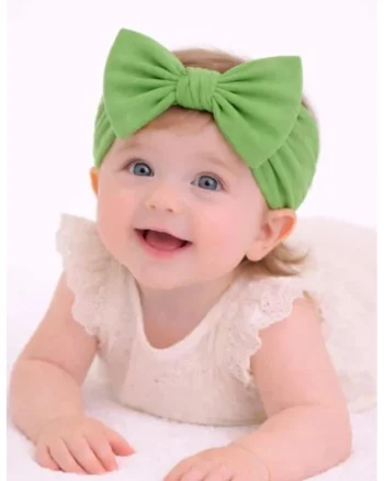 Bentita lata, pentru fetite cu fundita,  Model AL 34525, 0-12 luni, Verde