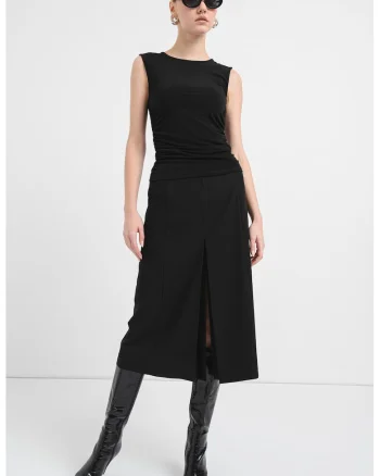 Top cu decolteu rotund, Negru
