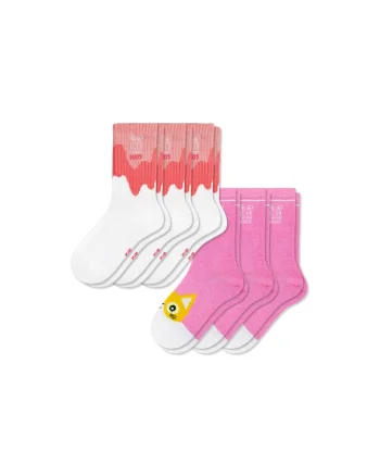 Set 6 perechi, Sosete Copii, Bumbac,  fara cusatura, respirabile si confortabile, Roz/Alb Rose