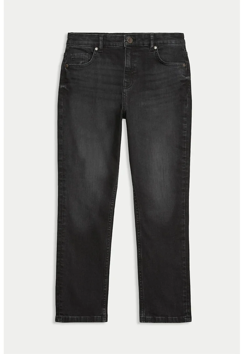 Blugi regular-fit cu aspect decolorat, Negru