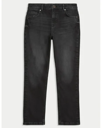 Blugi regular-fit cu aspect decolorat, Negru