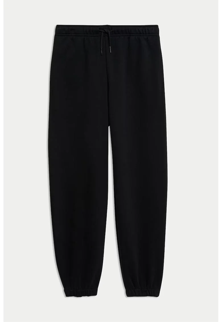 Pantaloni de trening din amestec de bumbac cu croiala conica, Negru