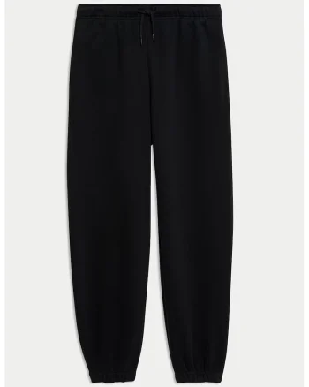 Pantaloni de trening din amestec de bumbac cu croiala conica, Negru