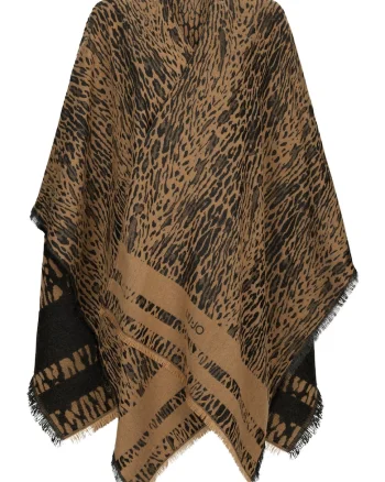 Poncho cu animal print, Maro inchis