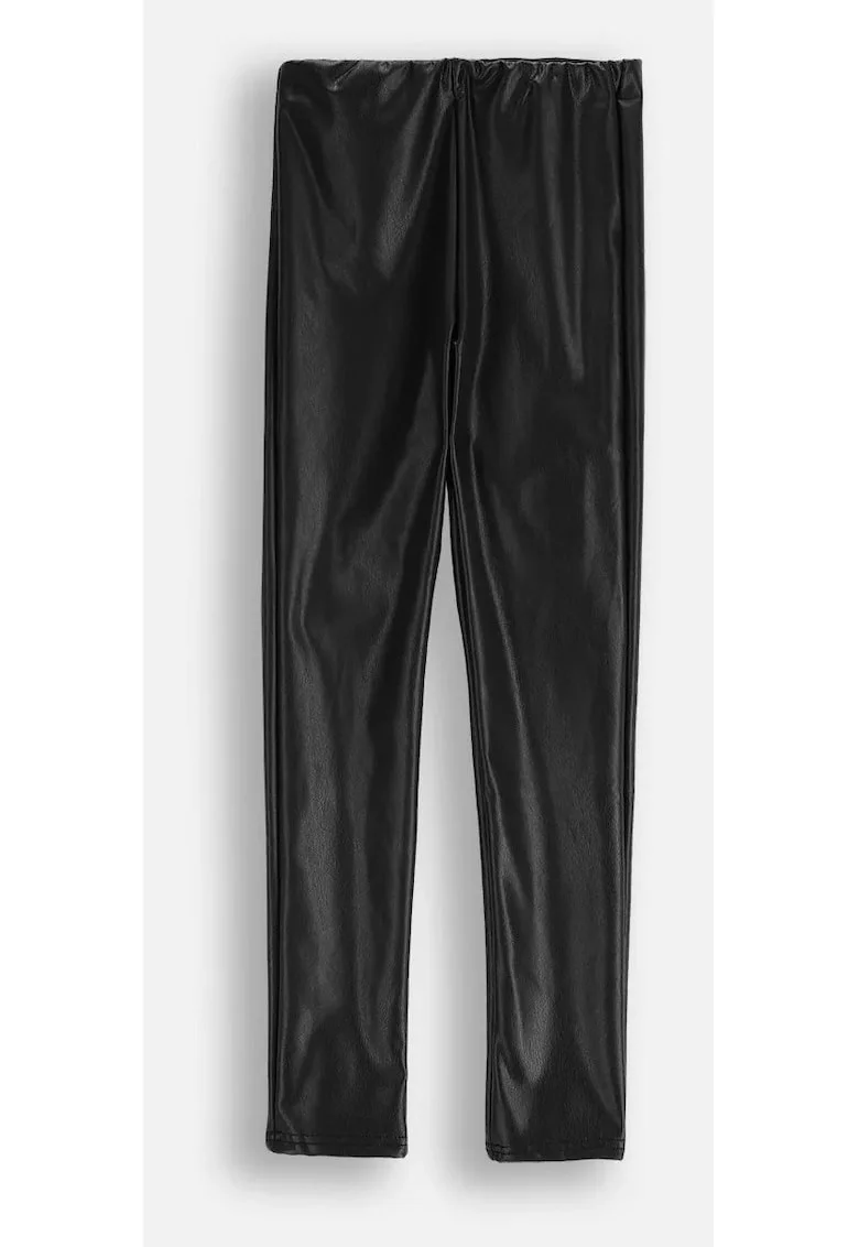 Colanti copii,  negri, imitatie de piele, lungi, pentru fete