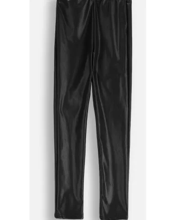 Colanti copii,  negri, imitatie de piele, lungi, pentru fete
