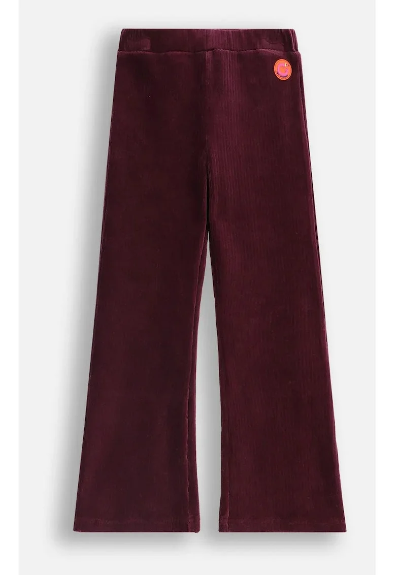 Pantaloni copii,  leggins din catifea reiata, crac evazat, visiniu, bumbac,