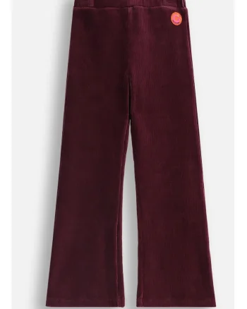 Pantaloni copii,  leggins din catifea reiata, crac evazat, visiniu, bumbac,