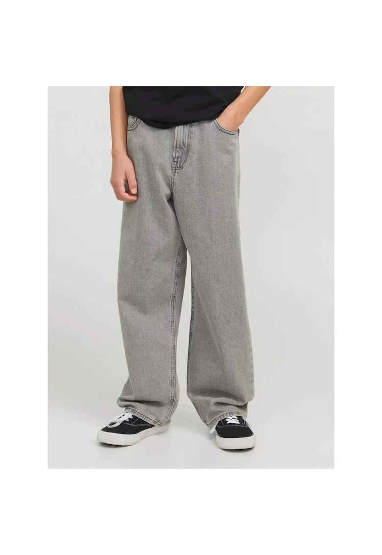 Blugi baggy fit cu talie inalta Alex, Gri inchis
