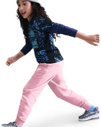 Pantaloni de trening cu talie inalta si buzunare laterale, Roz pastel