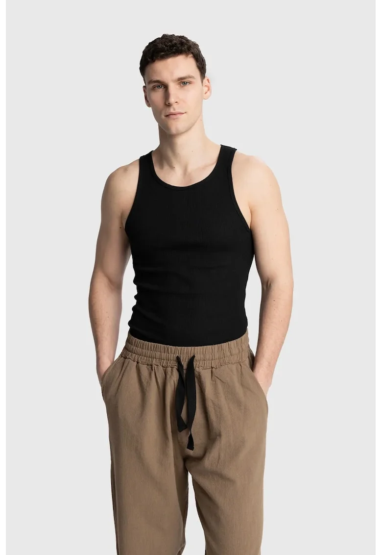 Maiou barbati,  fara maneci, elastic, negru, poliester, Negru