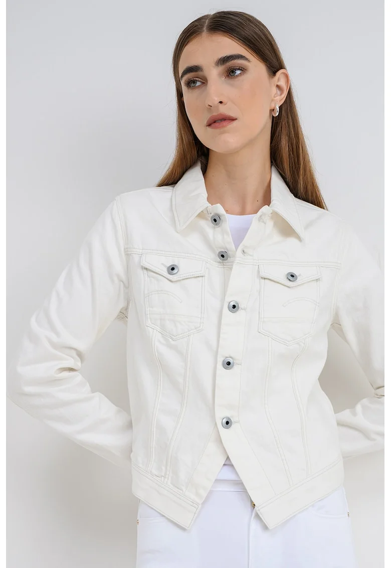 Jacheta slim fit din denim, Alb