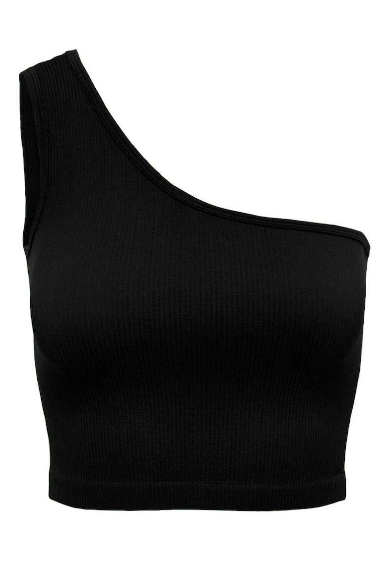 Maiou dama  scurt, pe un umar, negru, poliamida/elastan,