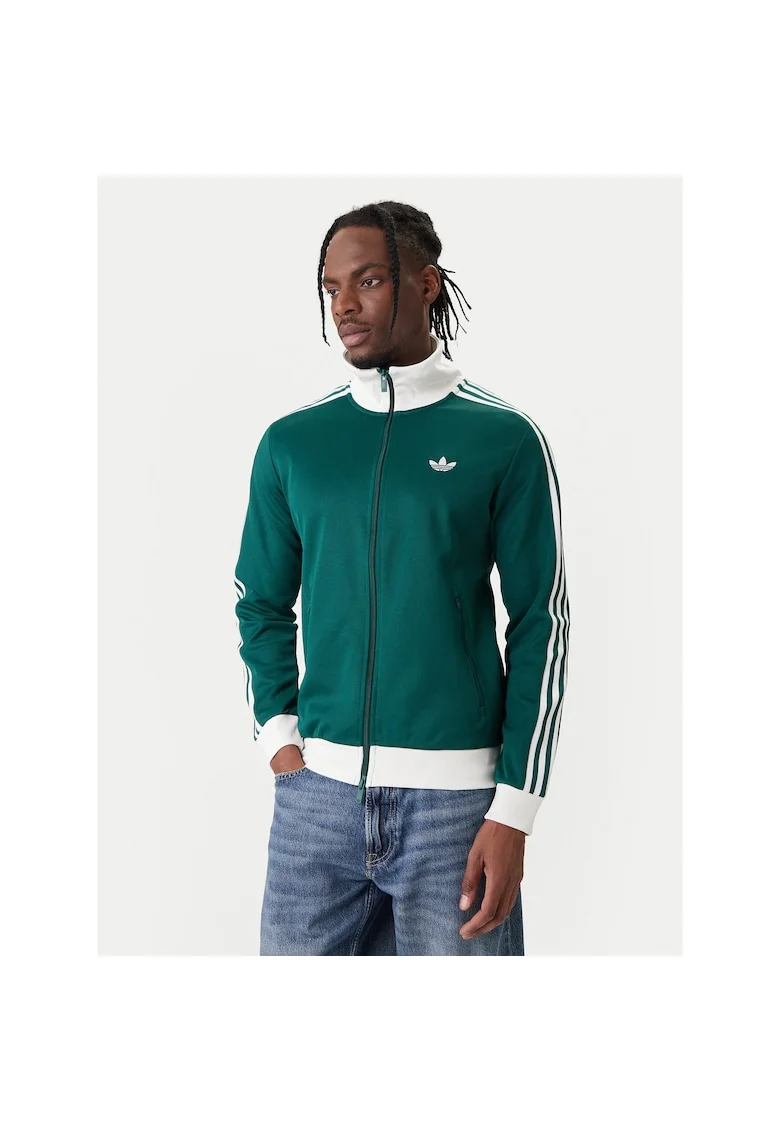 Hanorac sport barbati,  slim fit, verde, 52% bumbac, 48% poliester reciclat