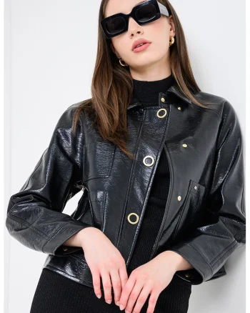 Jacheta scurta cu capse, Negru