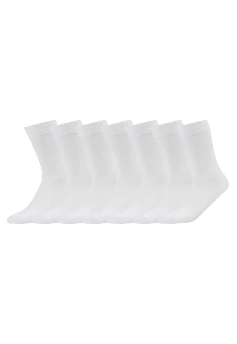 Sosete Barbati Albe Inalte,  Po1939756C 001, Marime: 43-46, 75% Bumbac (Dintre Care Organic), 24% Poliamida, 1% Elastan, Croiala Lunga, Alb, 7 Perechi