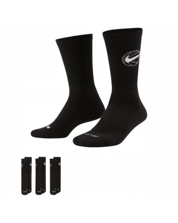 Sosete Sport,  Elite Everyday Da2123-010, Marime: 46-50, Tehnologie Dri-Fit – Evacuarea Umiditatii, Amortizare Pentru Un Confort Sporit, Suport Pentru Arc Pentru Stabilitate, Constructie Elastica Si Confortabila, Negru, 3 Pachete