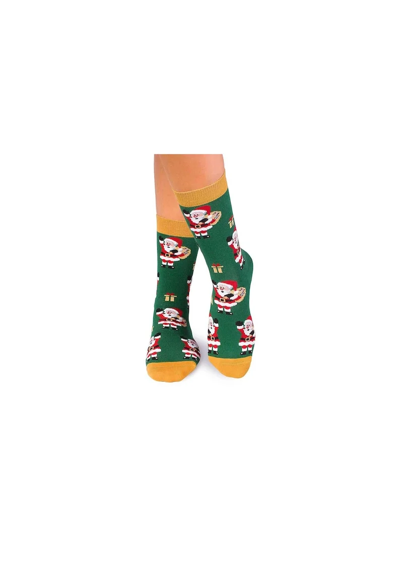 Sosete bumbac de craciun Colour Cotton Mos Craciun Verde