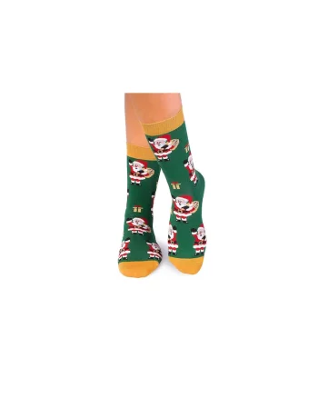 Sosete bumbac de craciun Colour Cotton Mos Craciun Verde