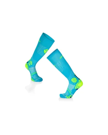 Sosete compresive pentru alergat 3/4 COMPRESSION SOCKS Turcoaz - Galben